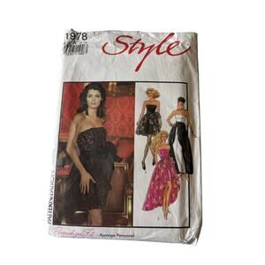 Style Womens Formal Dress Pattern 1978 Vintage 1991 Strapless Uncut 6 8 10 12 14